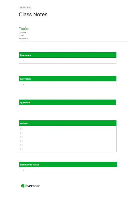 Evernote Meeting Notes Template