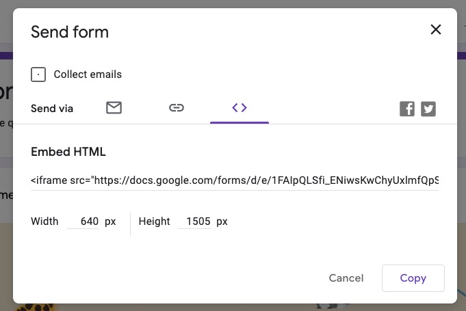 Get the Google Form Quiz embed code