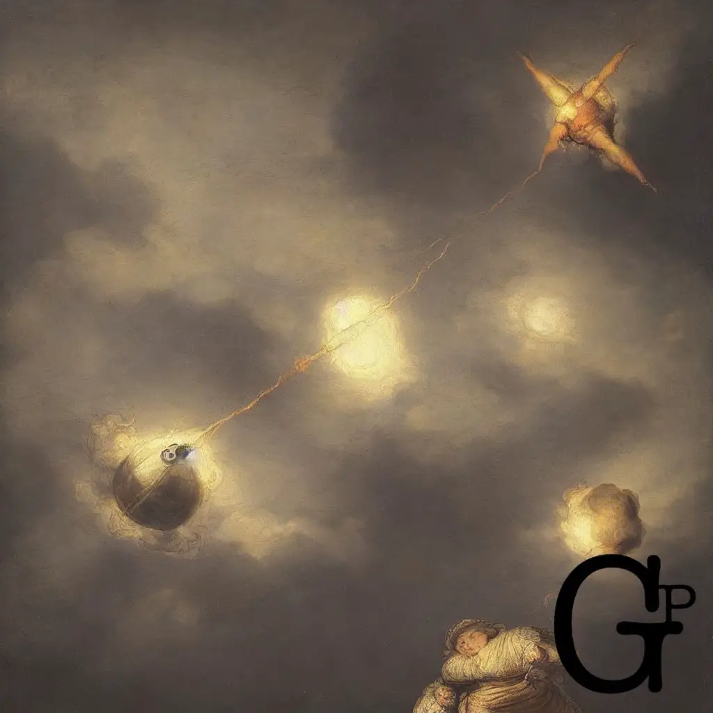 rembrandt painting of a spaceship moving really fast and throws throw a ball