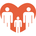 male familiar group of three persons in a heart two adults and one child